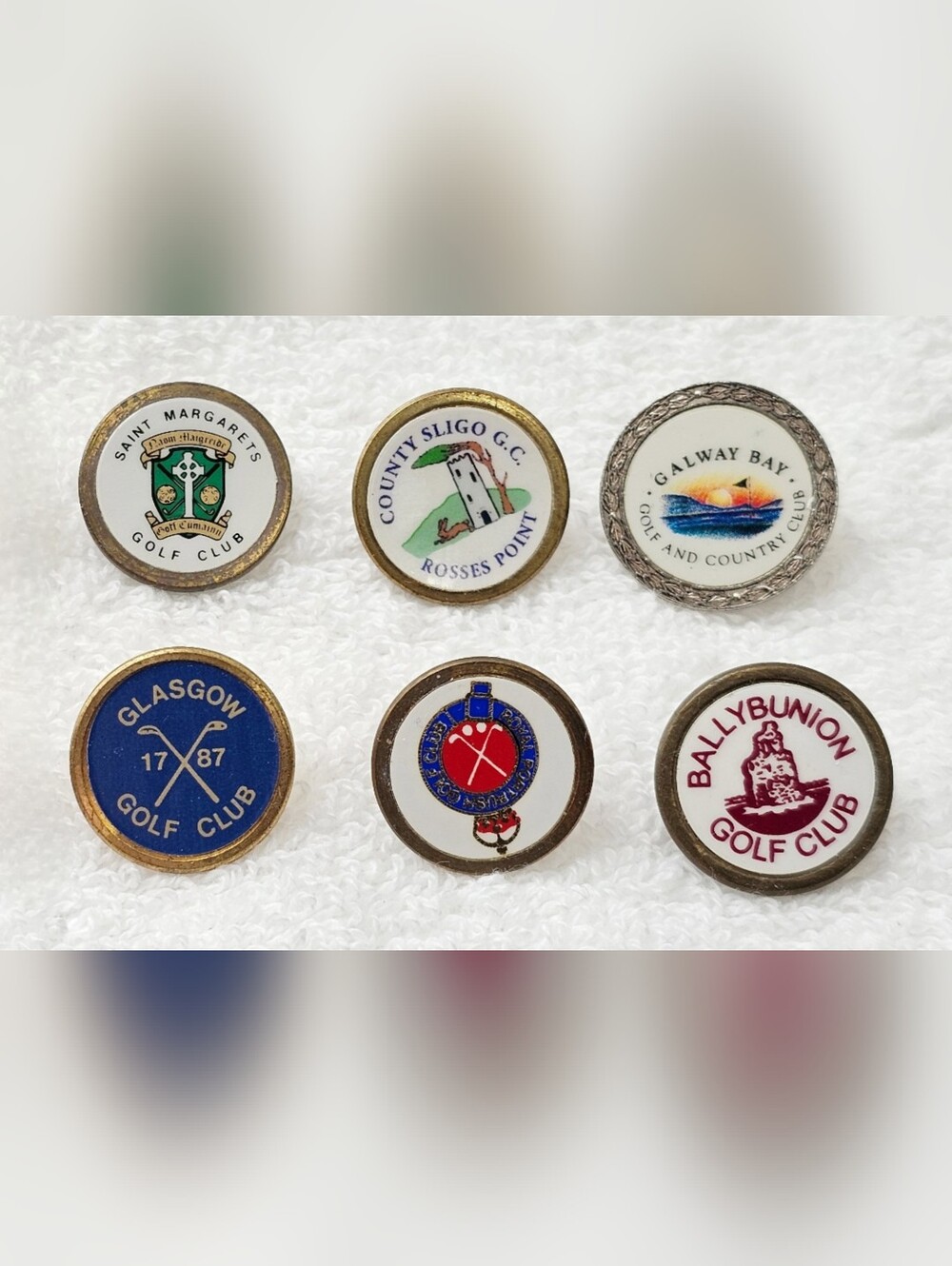 Lot of 10 Vtg Rare Metal Golf Ball Markers Scotland & Ireland Links Course Crest - Picture 3 of 4